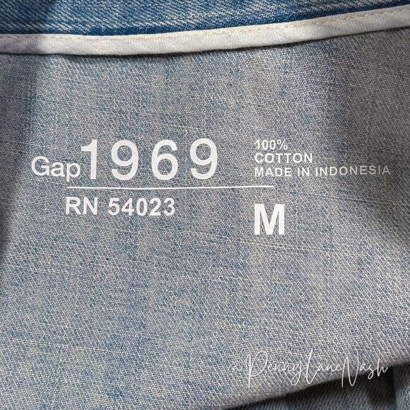 NWT Gap 1969 Denim Biker Jacket Beach Blue Size Medium - Picture 10 of 13